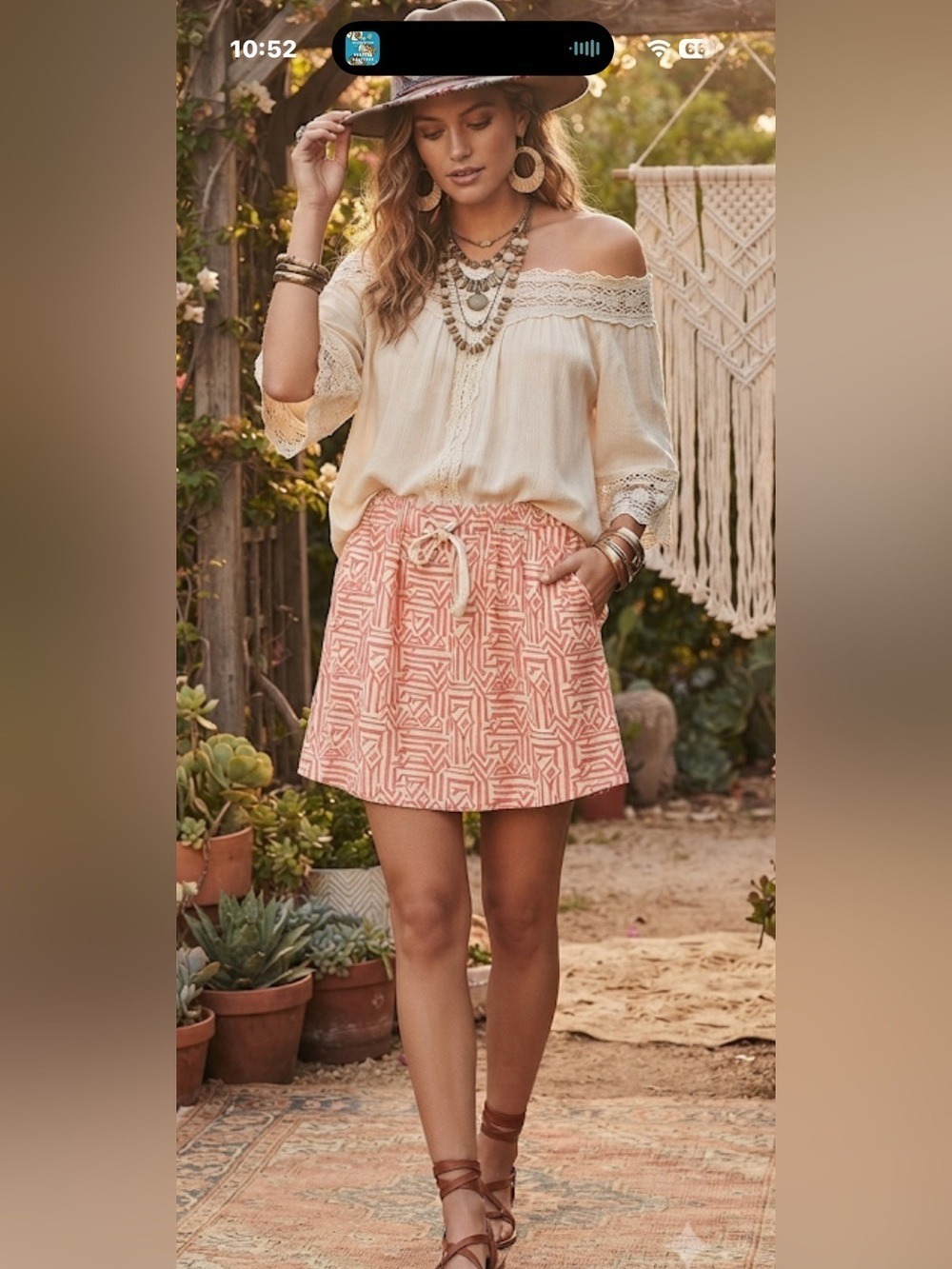 J.Crew Pink & White Geometric Skirt Drawstring Waist Pockets Preppy